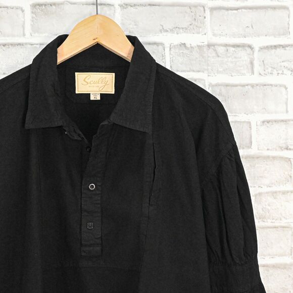 Scully Men's Banded Sleeve Old West Shirt in Black Peruvian Cotton size XL - Picture 7 of 9